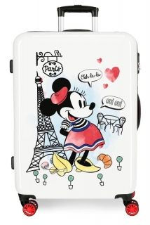 Cestovní kufr ABS Minnie Around the World Paris Red 68 cm