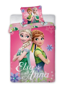 Růžové dětské povlečení Frozen Anna a Elsa